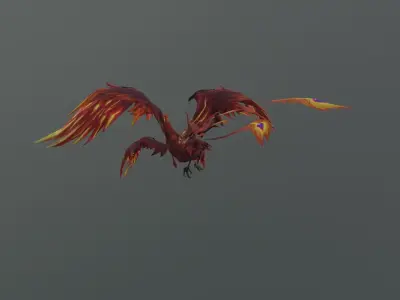 Fire Phoenix Creature Low-poly 3D model