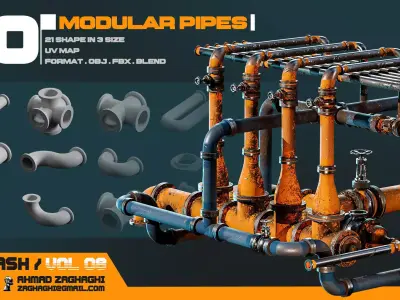 80 Modular Pipes - KITBASH - VOL 08 3D model