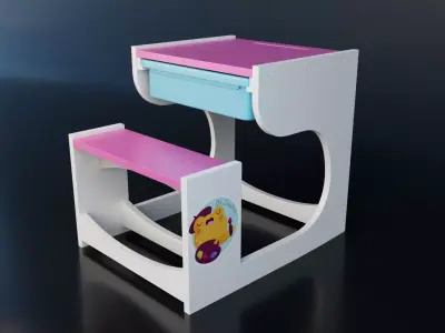 Kindergarten Desk Free low-poly 3D model