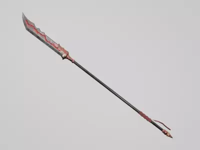 Low Poly Bloodforge Guandao - Chinese Polearm - Game Ready PBR Low-poly 3D model