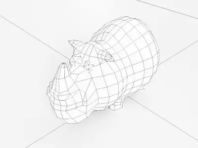 Rhino cartoon 3d model  Low-poly 3D model