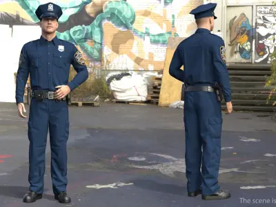 NY Police Officer Standing Pose Fur 3D model