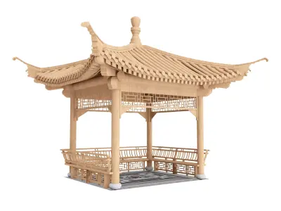 Chinese pavilion Low-poly 3D model