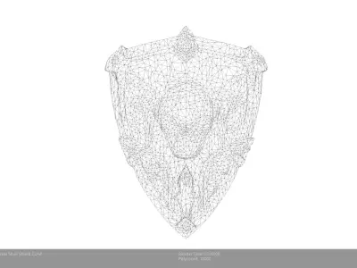 Low Poly Stylized Ethereal Skull Shield 2 Low-poly 3D model