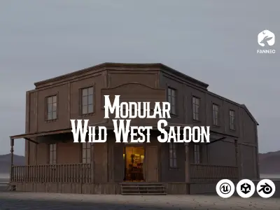 Modular - Wild West Saloon - All Formats Low-poly 3D model