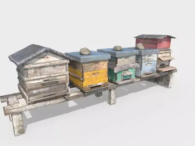 Old Bee Hives 3D model