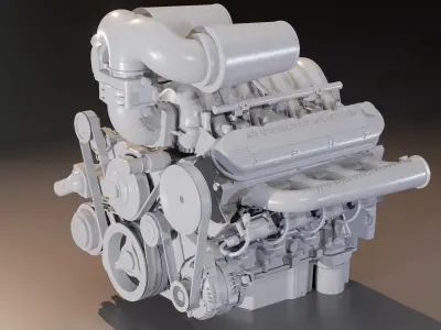 V8 Engine 3D model Low-poly 3D model