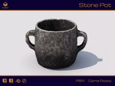 Stone Pot Low-poly 3D model