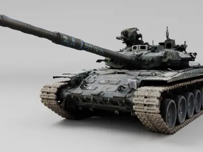 Russian T-90 tank destroyed by Ukrainian army 3D model