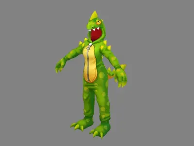 Cartoon green dragon costume - cosplay Low-poly 3D model