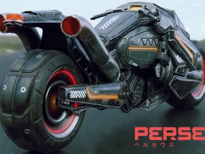 Lowpoly Military Motorcycle - Perseus Bike Low-poly 3D model