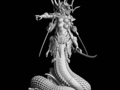 Sasha statue of woman with horns 3D print model purchase