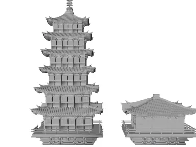 Jeapanese temple 3D model