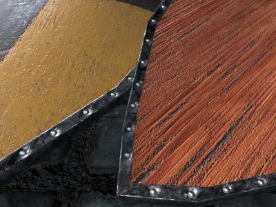 Medieval round shield with coat of arms 11 Low-poly 3D model