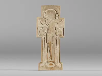 001589 Orthodox Carved Cross 3D print model