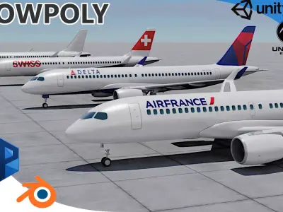 Pack Airbus A220-300 Multi livery Low-poly 3D model