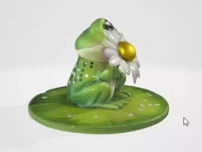 Cute Frog Holding Flower 3D Asset 3D model