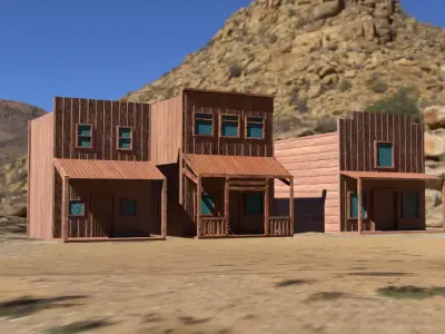 Wild West Town Low-poly 3D model