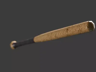 Game-Ready Realistic Wooden Baseball Bat Dirty PBR Low-poly 3D model