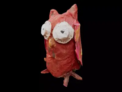 owl 3d Paper mache kids art and craft painted prop model 3D model