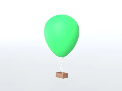 Hot Air Balloon v1 007 Low-poly 3D model
