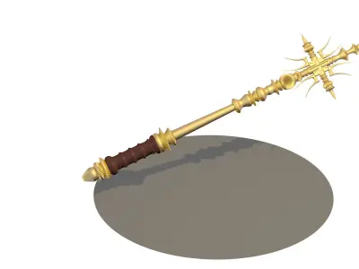 X mace X High Poly golden wand 3D model