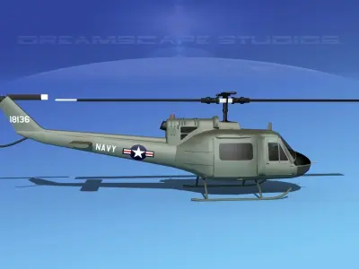Bell UH-1B Iroquois V10 US Navy 3D model