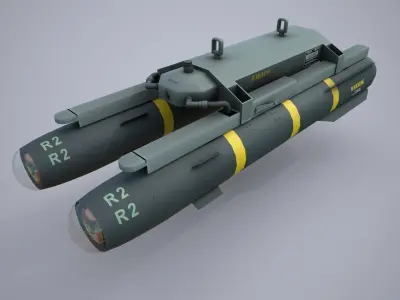 Missile AGM-114 Hellfire X2 Low-poly 3D model