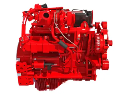 Red Heavy Duty Diesel Engine 3D Model 3D model