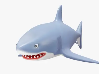 Cartoon Great White Shark Low-poly 3D model
