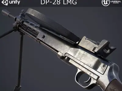 DP-28 Light Machine Gun Low-poly 3D model