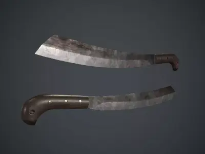 Long Machete Knife PBR Game Ready Low-poly 3D model