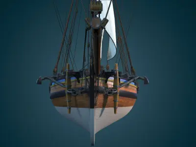 Cutter HMS Alert 1777 Low-poly 3D model