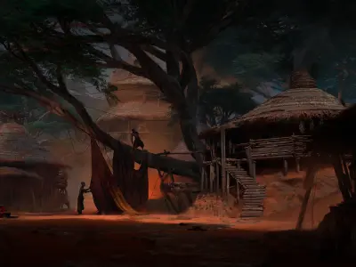 African Village Low-poly 3D model