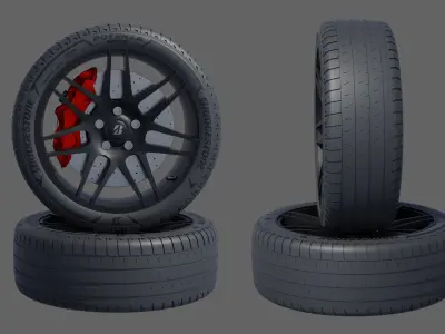 3d Wheel Model of Bridgestone POTENZA SPORT Low-poly 3D model