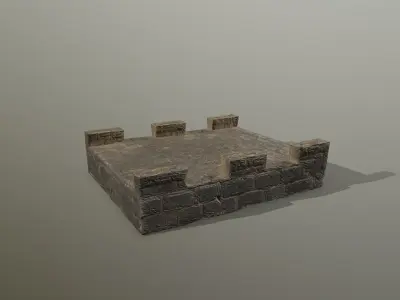 Altar Set wooden block Low-poly 3D model