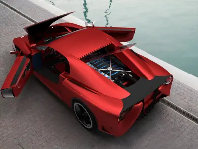 Supercar Opened Up Free 3D model