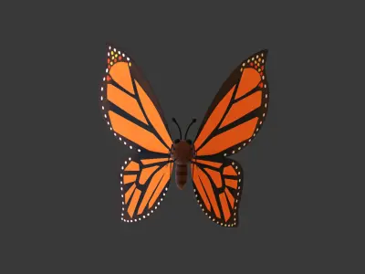 Cartoon Butterfly Wing Flapping 01 Animated Low-poly 3D model