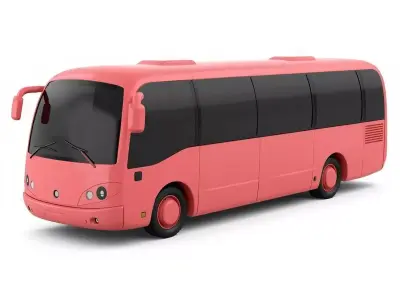 Pink Cartoon Bus 3D Model Low-poly 3D model