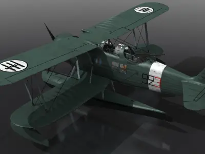 RO43 on board VITTORIO VENETO Low-poly 3D model