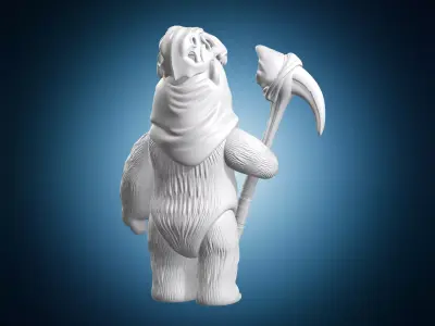 Ewok Bust with Bone Mask and Scythe 3D print model