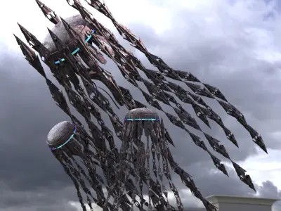 Jelly Fish Sci fi arrays Low-poly 3D model