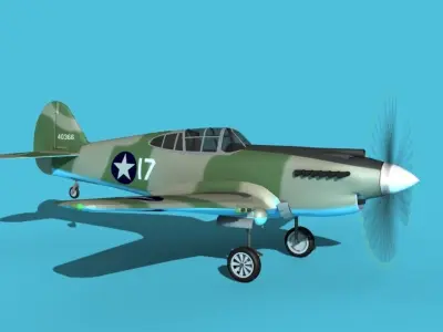 Curtiss P-40B Warhawk V07 USAAF 3D model