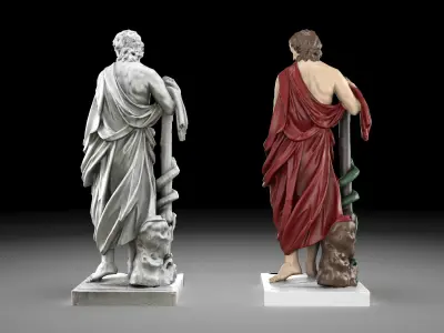 Aesculapius statue collection Low-poly 3D model