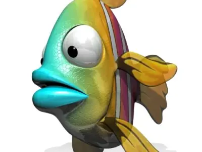 Cartoon Exotic Fish Rigged Low-poly 3D model