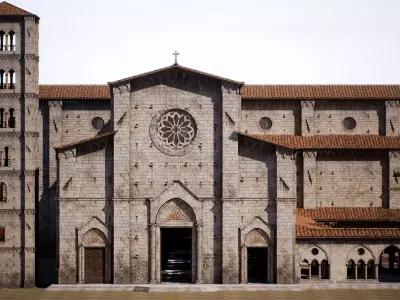 Medieval Modular Church Low-poly 3D model