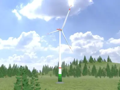 Wind-turbine with foundation E1 H-163 RD 172 m Low-poly 3D model