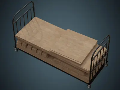 Transport Trolley And Wooden Sheets 1A Low-poly 3D model