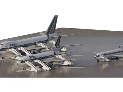 ALITALIA BOENG 747-143 BOENG 727-200 AND DC-10 3D model