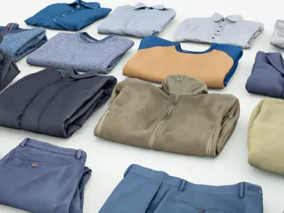 Clothing collection 25 items jeans coat shirt jacket pullover  3D model